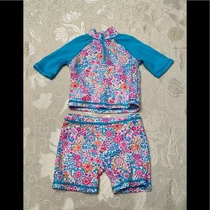 Monsoon Two Piece Rashguard Swimsuit Size 3-6 M